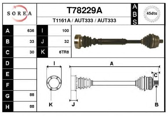 Arbre de transmission T78229A