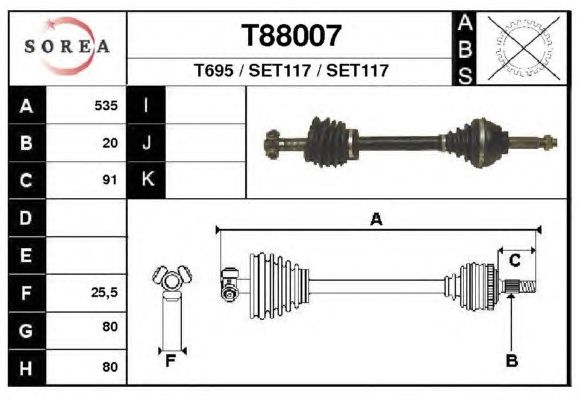 Arbre de transmission T88007