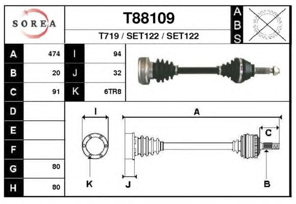 Arbre de transmission T88109