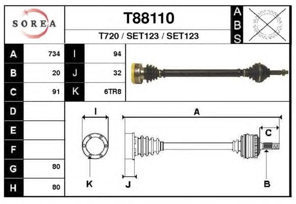 Arbre de transmission T88110