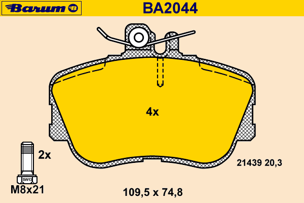 Bremsbelagsatz, Scheibenbremse BA2044