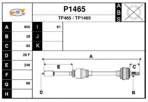 Árbol de transmisión P1465