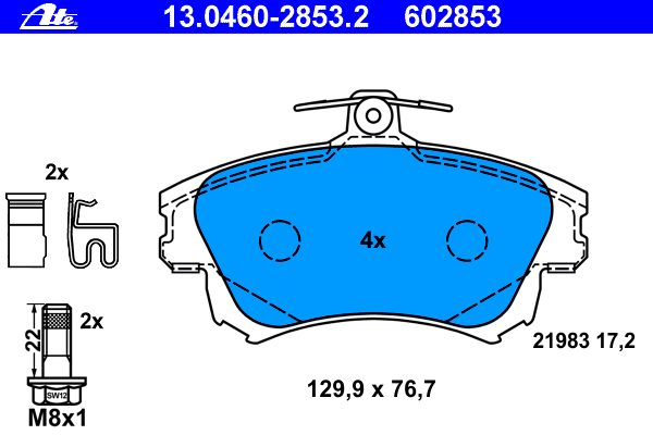 Комплект тормозных колодок, дисковый тормоз 13.0460-2853.2