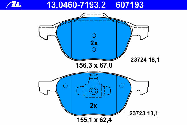 Комплект тормозных колодок, дисковый тормоз 13.0460-7193.2