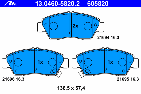 Комплект тормозных колодок, дисковый тормоз 13.0460-5820.2