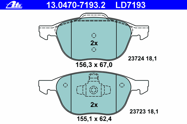 Комплект тормозных колодок, дисковый тормоз 13.0470-7193.2
