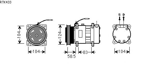 Compresor, aire acondicionado RTK433