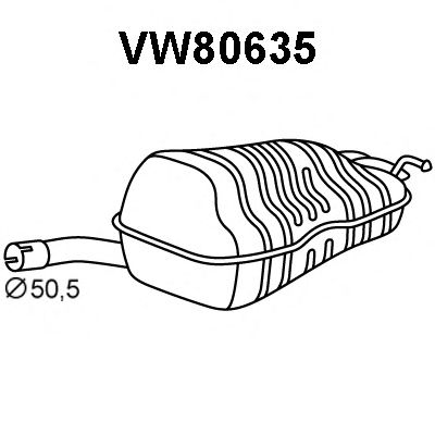 Bakre ljuddämpare VW80635