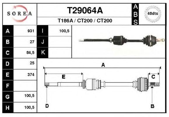Arbre de transmission T29064A