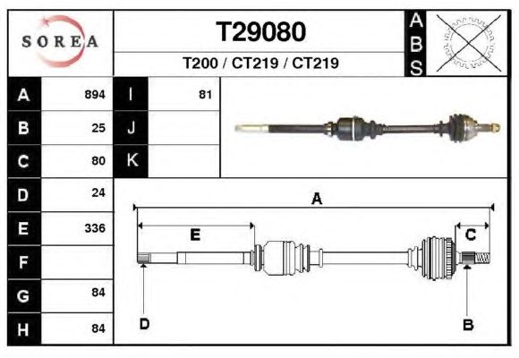 Aandrijfas T29080