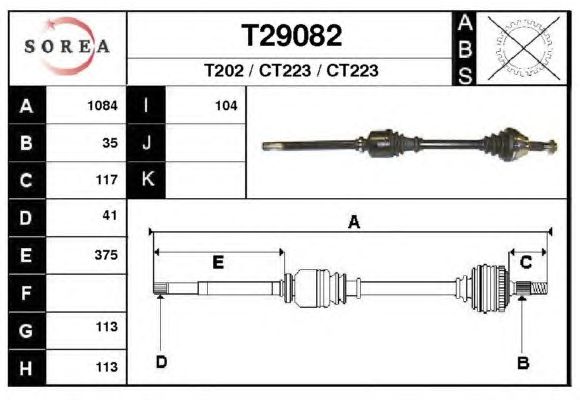 Arbre de transmission T29082