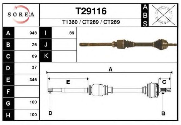 Arbre de transmission T29116