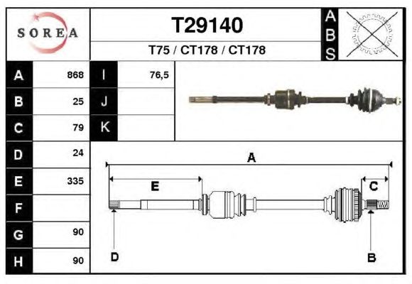 Arbre de transmission T29140