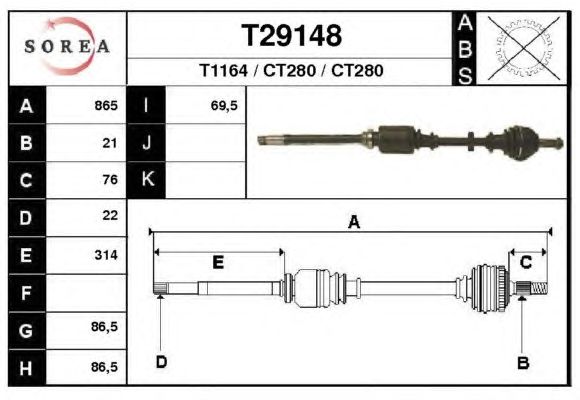 Arbre de transmission T29148