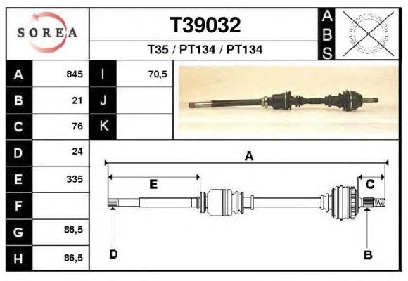 Arbre de transmission T39032