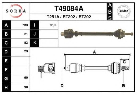 Άξονας μετάδοσης κίνησης T49084A