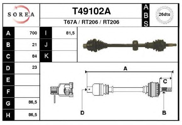 Veio de transmissão T49102A