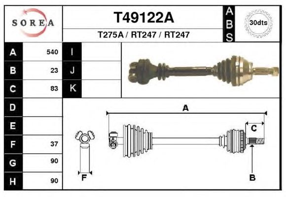 Άξονας μετάδοσης κίνησης T49122A