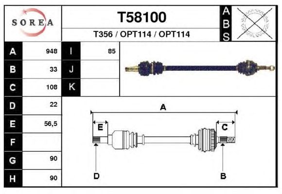 Arbre de transmission T58100