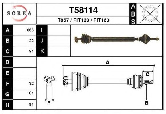Arbre de transmission T58114