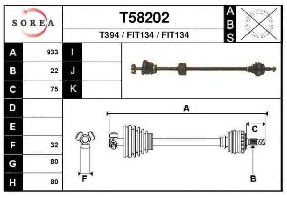 Arbre de transmission T58202