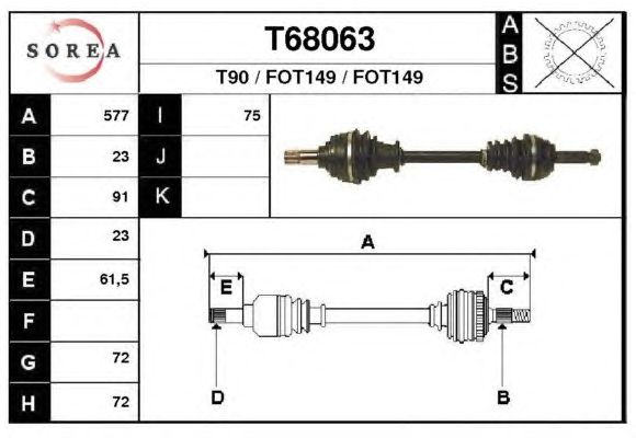 Veio de transmissão T68063