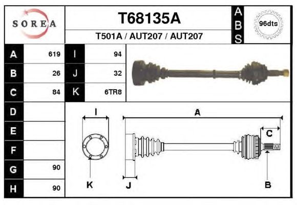 Arbre de transmission T68135A