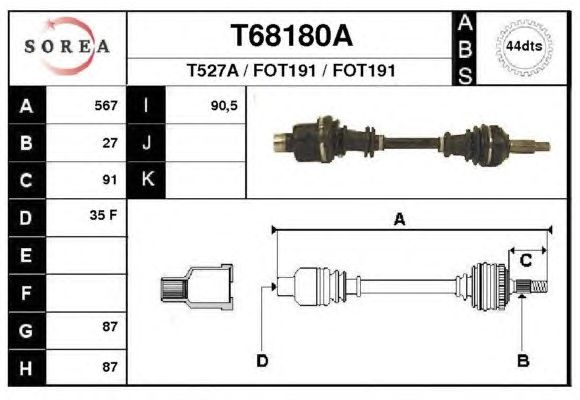 Arbre de transmission T68180A