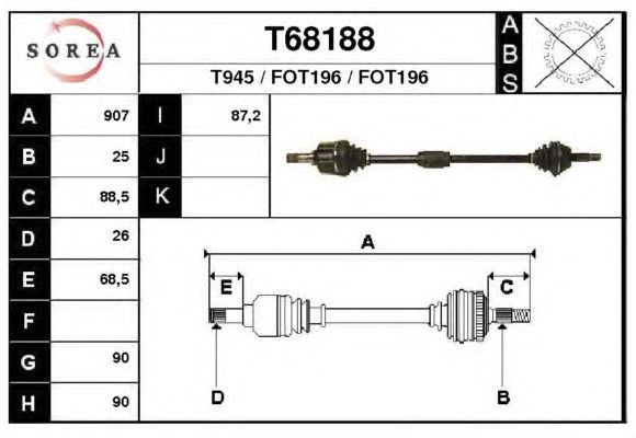 Άξονας μετάδοσης κίνησης T68188