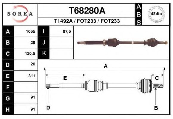 Άξονας μετάδοσης κίνησης T68280A