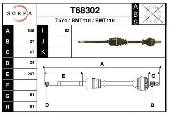 Veio de transmissão T68302