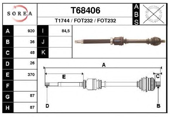 Άξονας μετάδοσης κίνησης T68406