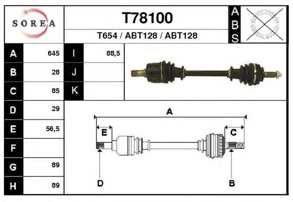 Arbre de transmission T78100