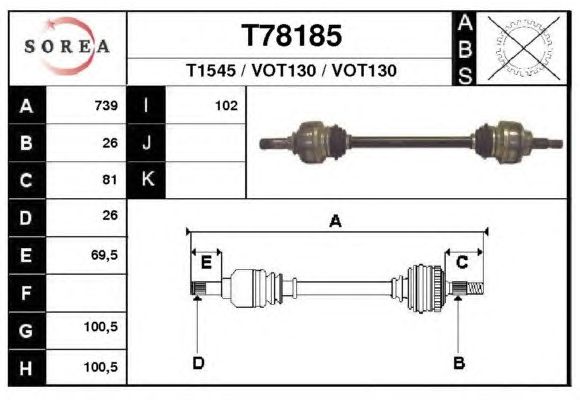 Arbre de transmission T78185