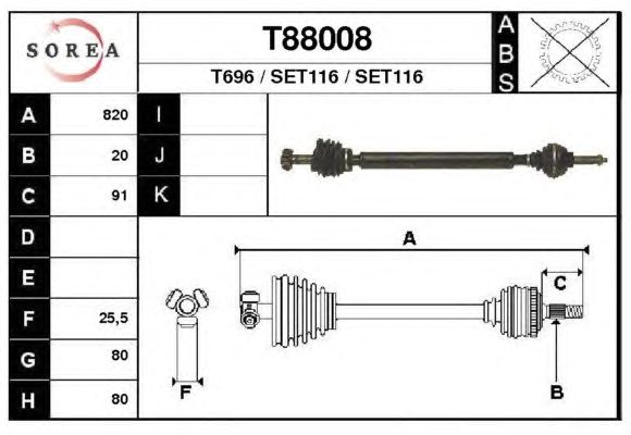 Arbre de transmission T88008