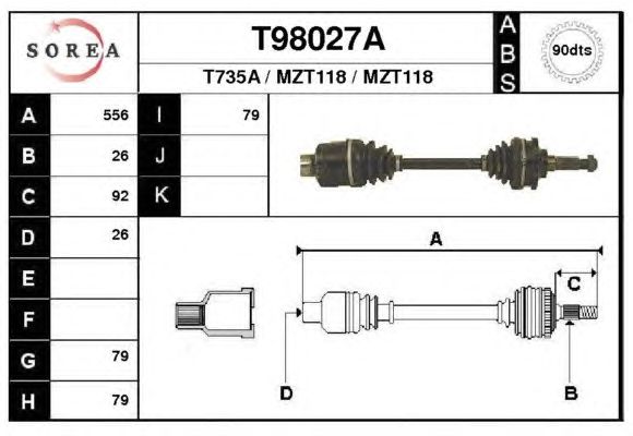 Arbre de transmission T98027A
