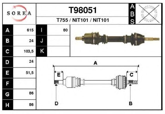 Arbre de transmission T98051