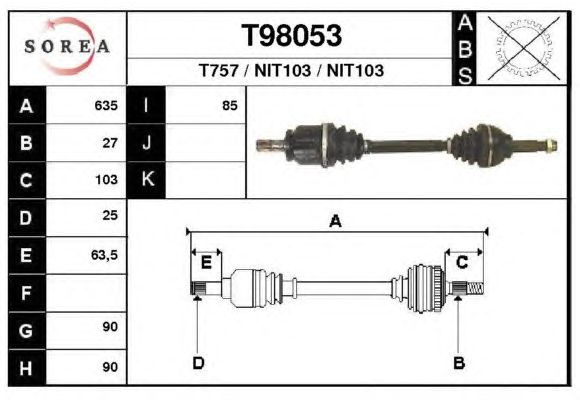 Arbre de transmission T98053