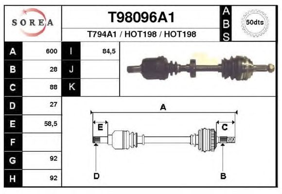Veio de transmissão T98096A1