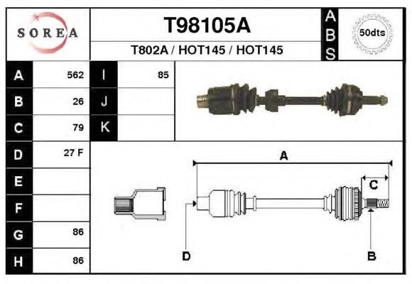 Arbre de transmission T98105A