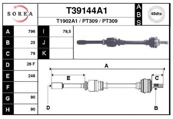Veio de transmissão T39144A1