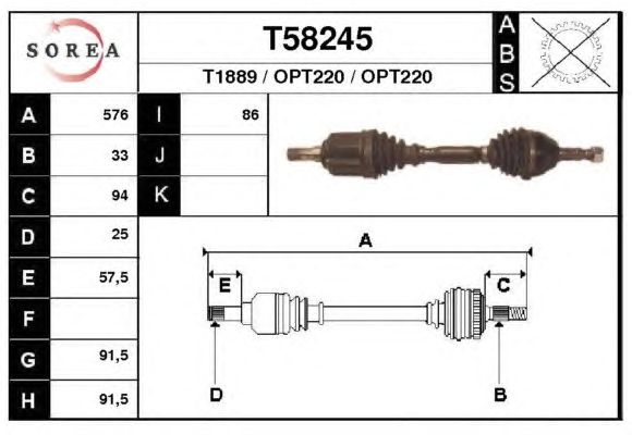 Arbre de transmission T58245