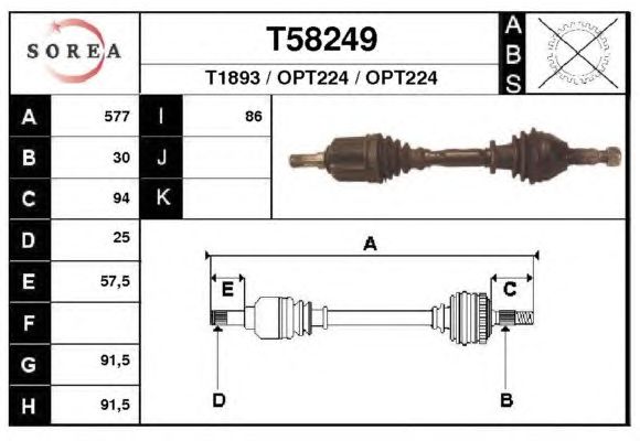 Arbre de transmission T58249