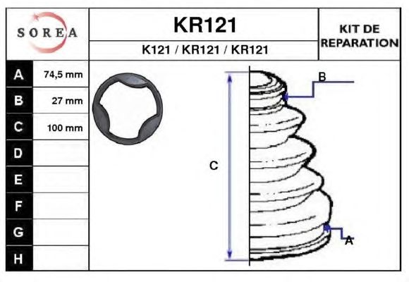 Kit cuffia, Semiasse KR121