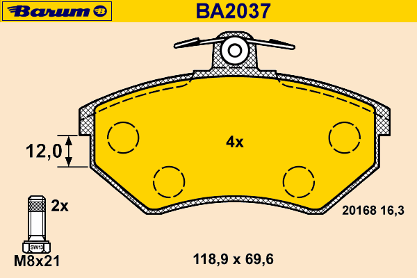 Bremsbelagsatz, Scheibenbremse BA2037
