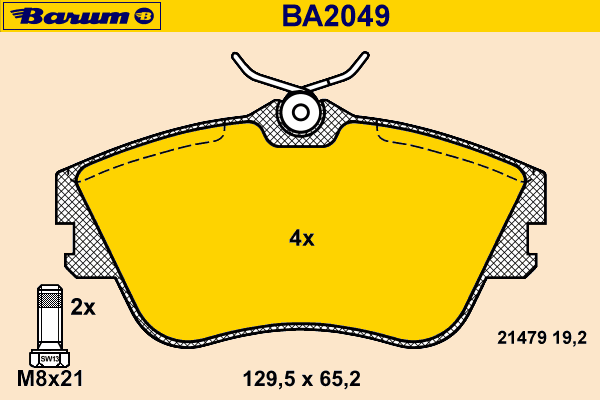 Комплект тормозных колодок, дисковый тормоз BA2049