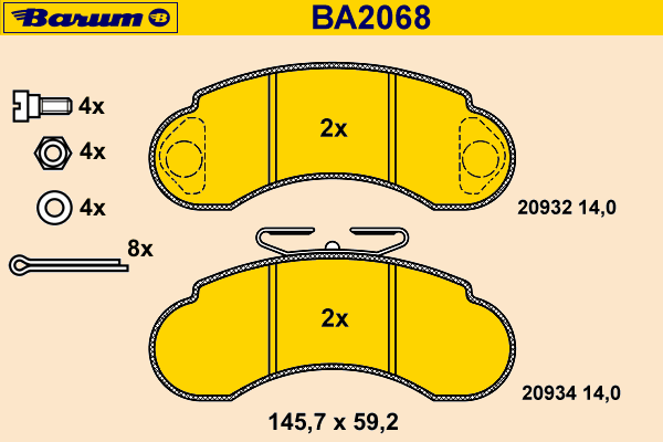 Bremsbelagsatz, Scheibenbremse BA2068