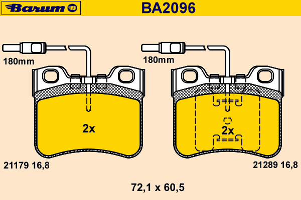 Комплект тормозных колодок, дисковый тормоз BA2096