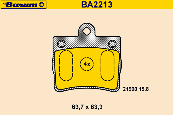 Комплект тормозных колодок, дисковый тормоз BA2213