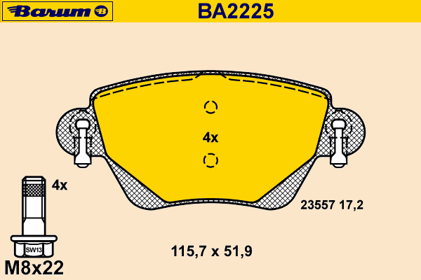 Bromsbeläggssats, skivbroms BA2225